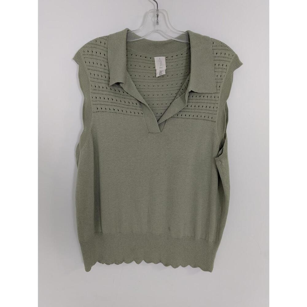 Joie Women's Knit Vest Blouse Size 1X Cotton Bohemian Quiet Luxury Old Money
